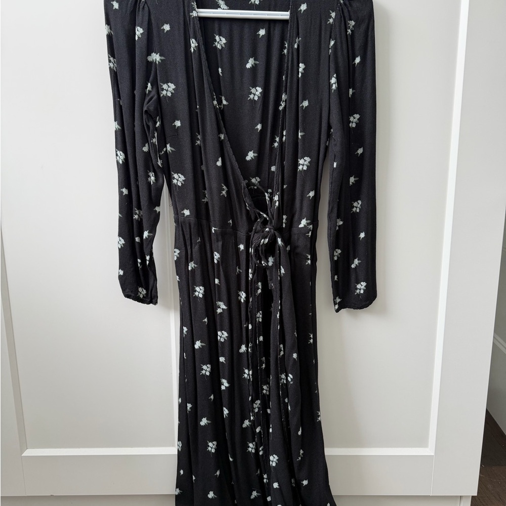 Wilfred Black Floral Long Sleeve Dress